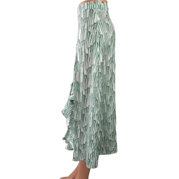 Topshop Women's Multicolor Asymmetric Printed Ruffle Midi Flared A-Line Skirt 4