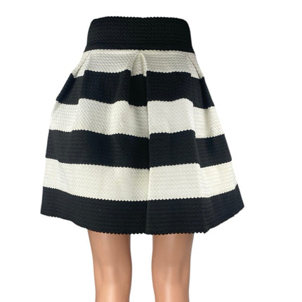 Xhilaration Womens Black White Textured Striped Pleated Mini A-Line Skirt Size S