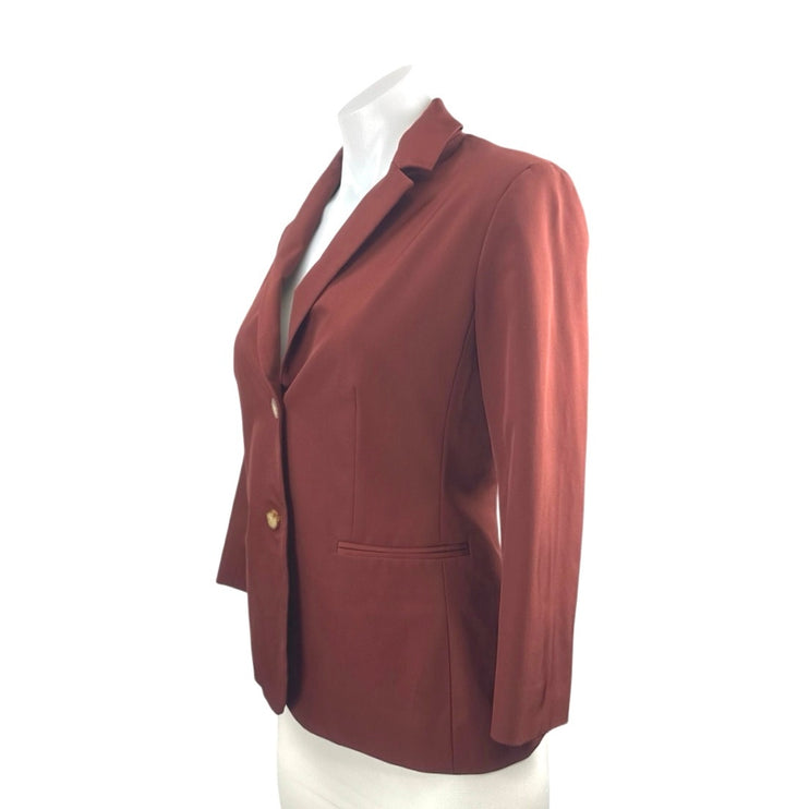 The Row Women's Red Collared Long Sleeve Single Breasted Blazer Coat Jacket Sz 0