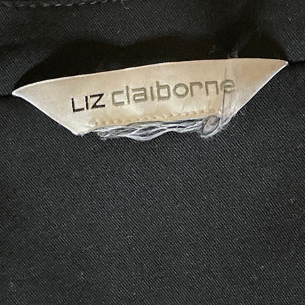Liz Claiborne Women Black One Button Peak Lapel Long Sleeve Blazer Coat Jacket M