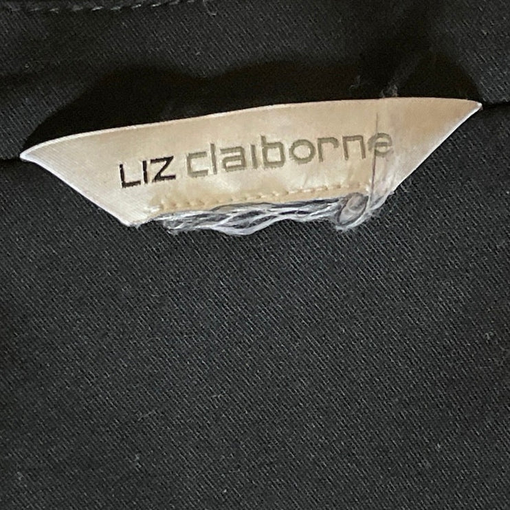 Liz Claiborne Women Black One Button Peak Lapel Long Sleeve Blazer Coat Jacket M