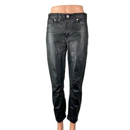 Express Women's Black Faux Vegan Leather High Rise Straight Trouser Pants Size 4