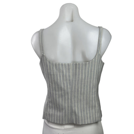 MNG Mango Women's Gray Striped Sleeveless Button Up Vest Tank Blouse Top Size M