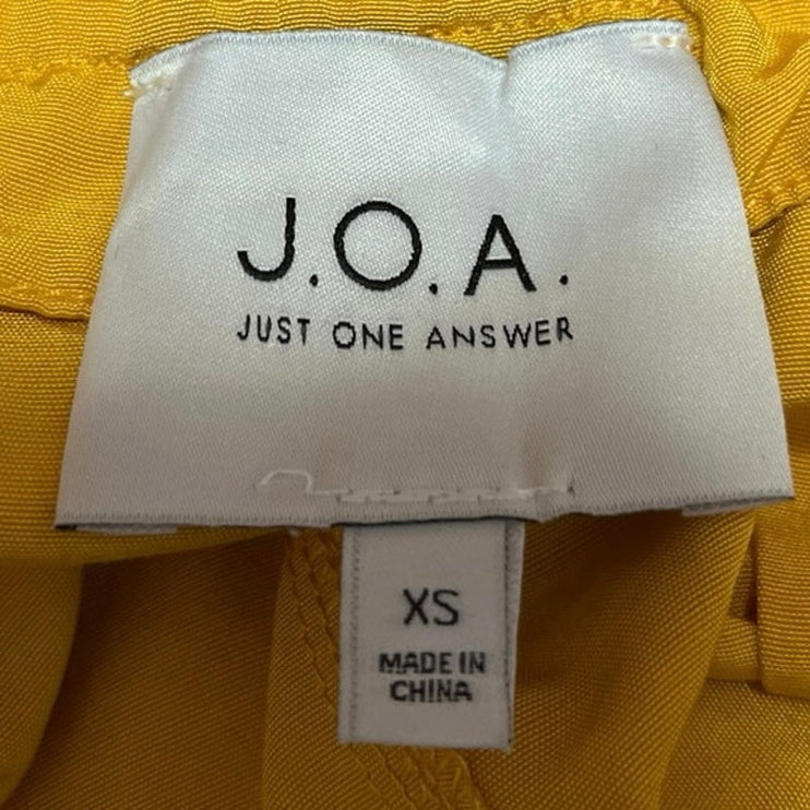 JOA Yellow Sleeveless Button Down Belted Pleats Midi Fit & Flare S-Line Dress XS