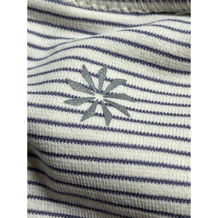 Athleta Women's White Striped Crew Neck Short Sleeve Sports Tee T-Shirt Top Sz M