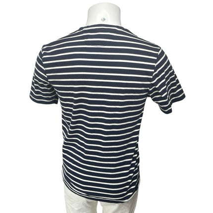 Zara Blue White Striped Short Sleeve Crew Neck Relaxed Fit Tee T-Shirt Top Sz M