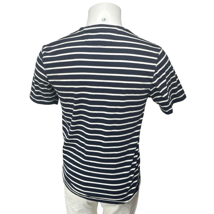 Zara Blue White Striped Short Sleeve Crew Neck Relaxed Fit Tee T-Shirt Top Sz M