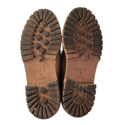 Anthropologie Women's Brown Lug Sole Gold Chain Chunky Platform Loafers Shoes 6