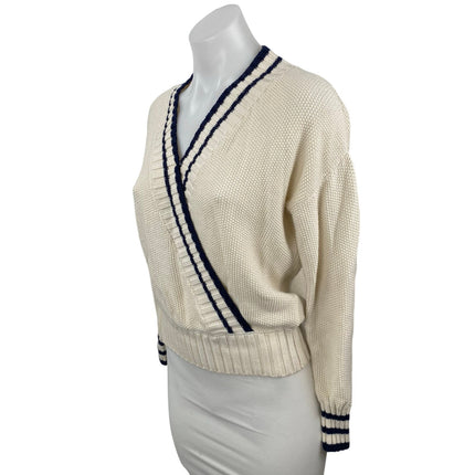 Heartloom Kian Women's Cream V Neck Long Sleeve Wrap Sweatshirt Sweater Top XS