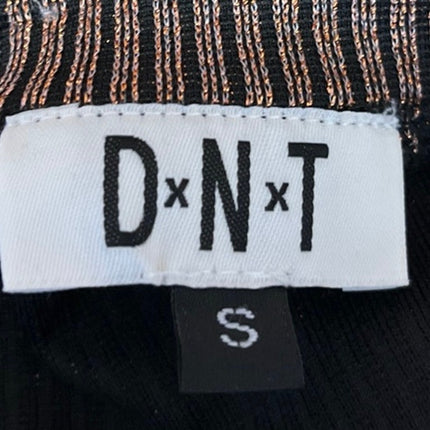 DNT Brown Metallic Rib Knit Sleeveless Ruched Tie Cami Midi Bodycon Tank Dress S