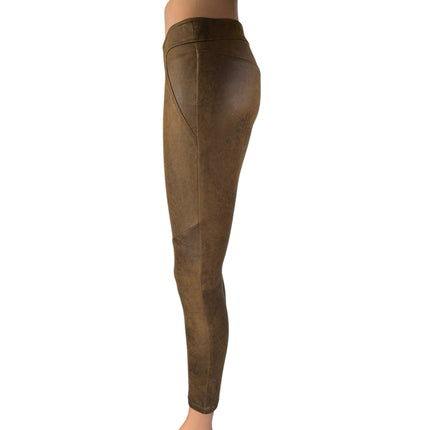 Free People Never Let Go Brown Faux Suede Leather Pull On Legging Pants Size 4