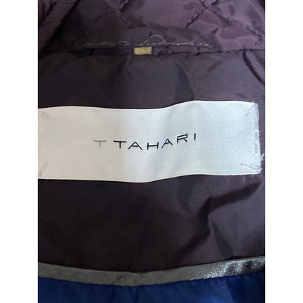 Elie Tahari Quilted Cabin Brown Full Zip Button Winter Puffer Coat Jacket Size S