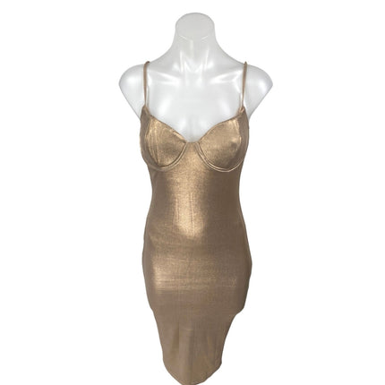 NEW Fashion Nova Caddie Rose Gold Sleeveless Cami Tank Mini Bodycon Dress Size S