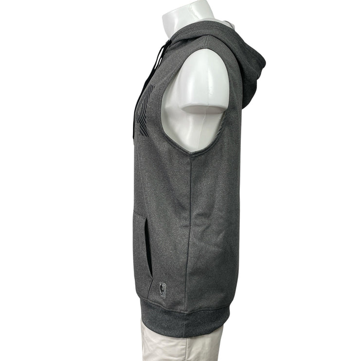 NBA Men's Gray Fleece Line Hoodie Hooded Tank Sleeveless Sweatshirt Vest Size M