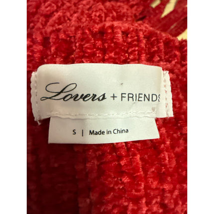 Lovers and Friends Red Ribbed Knit Long Sleeve Tie Cropped Sweater Top Size S
