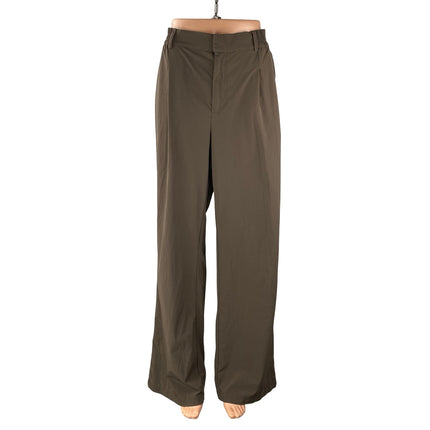 Alo Yoga Womens Brown Pleated High Rise Straight Wide Leg Trousers Dress Pants S