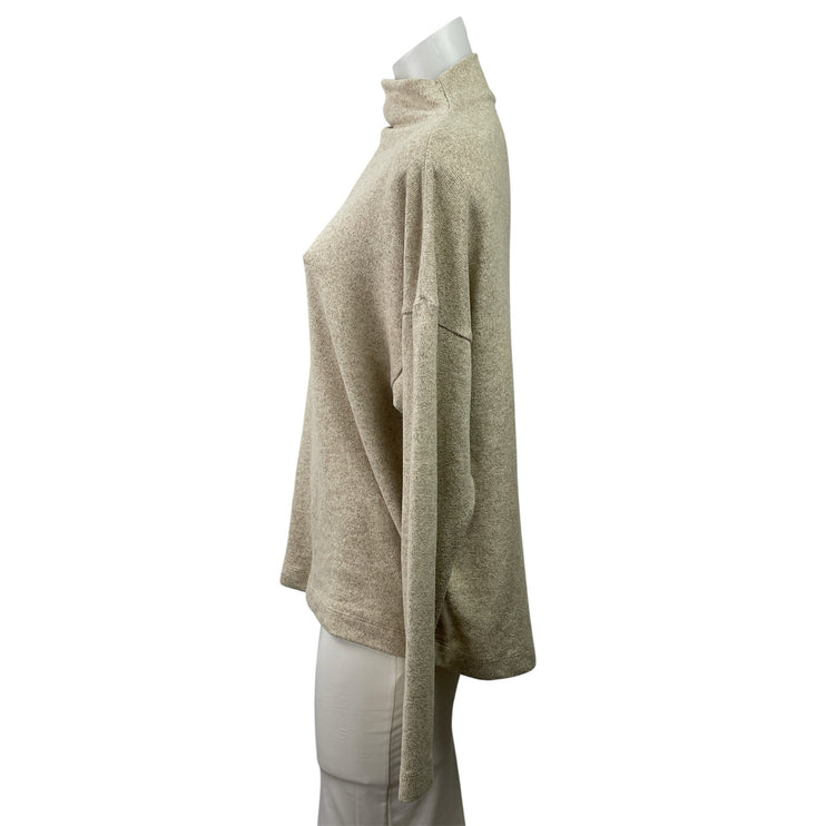 Uniqlo Women's Cream Tan Knit Turtle Neck Long Sleeve Pullover Sweater Top Sz M