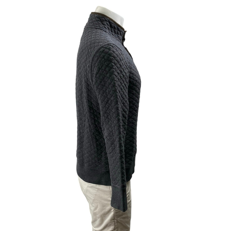 Banana Republic Men's Dark Gray Long Sleeve Quilted Snap Pullover Sweater Size S