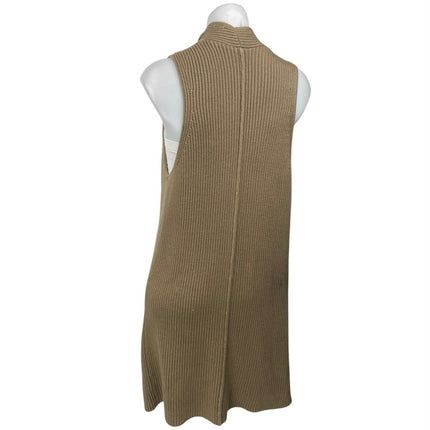 Splendid Women's Tan Sleeveless Knit Open Pocket Cardigan Sweater Top Size S