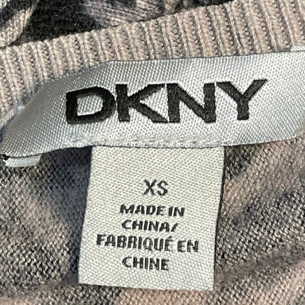 DKNY Women's Black Swirl Animal Print 3/4 Sleeve Round Neck Knit Top Size XS