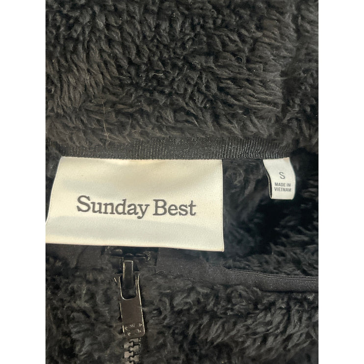 Aritzia Sunday Best Womens Black Faux Fur Long Sleeve Teddy Hooded Coat Jacket S