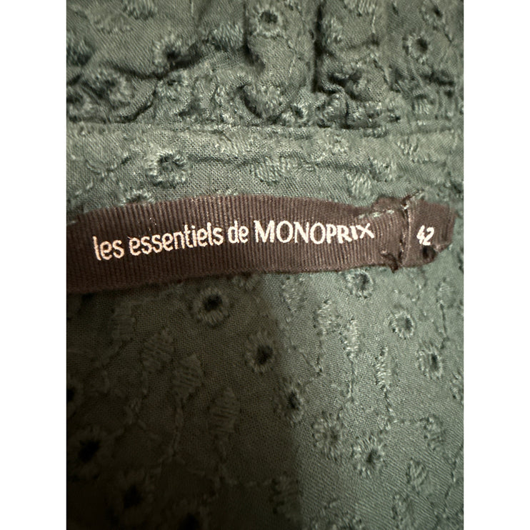 Les Essentiels de MONOPRIX Green Long Sleeve Embroidered Button Blouse Top 12