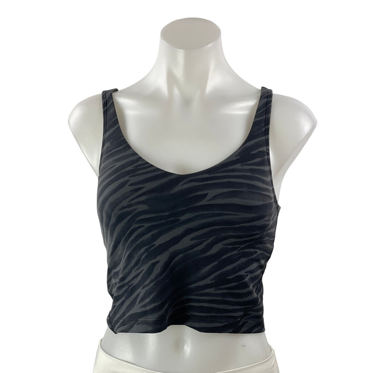 Lululemon Women's Black Zebra Sleeveless Tank Workout Athletic Crop Top Size 6
