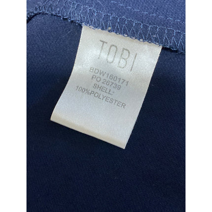 Tobi Women's Navy Blue V Neck Short Sleeve Tie Waist Midi A-Line Wrap Dress Sz S