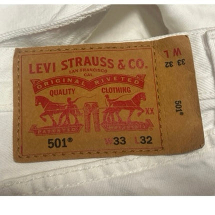 Levi's 501 Women's White Strap High Waisted Straight Leg Denim Jeans Size 33