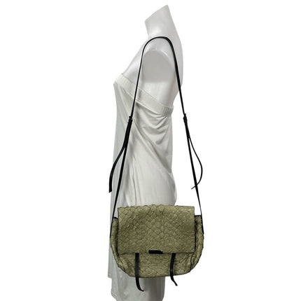 Osklen Pirarucu Flap Green Leather Fish Skin Crossbody Shoulder Handbag Size OS