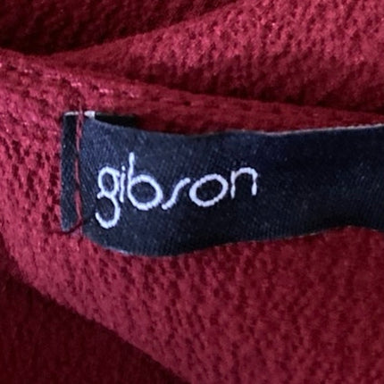 Gibson Women's Red Long Bell Sleeve Knit Ruffle Round Neck Sweater Top Size L