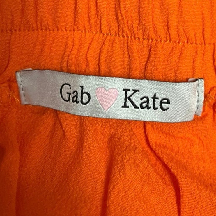 Gab & Kate Olivaceous Orange Elastic Waist Flowy Flare Mini A-Line Skirt Size S