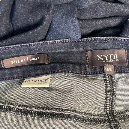 NYDJ Sheri Blue Dark Wash LiftxTuck Ankle Straight Stretch Denin Jeans Size 16