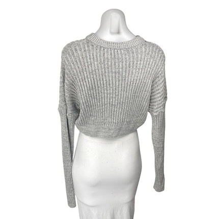 Urban Outfitters Gray Long Sleeve Ribbed Knit Crew Cropped Sweater Top Size XS
