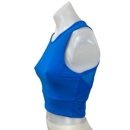 Lululemon Align Blue Mesh High Neck Cutout Yoga Workout Athletic Crop Top Size 4
