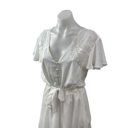 BB Dakota First Impressions White Floral Lace Flutter Sleeve A Line Mini Dress S