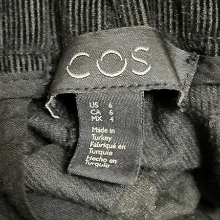 COS Women's Black Corduroy Pleated Wide Leg Baggy Cropped Trousers Pants Size 6