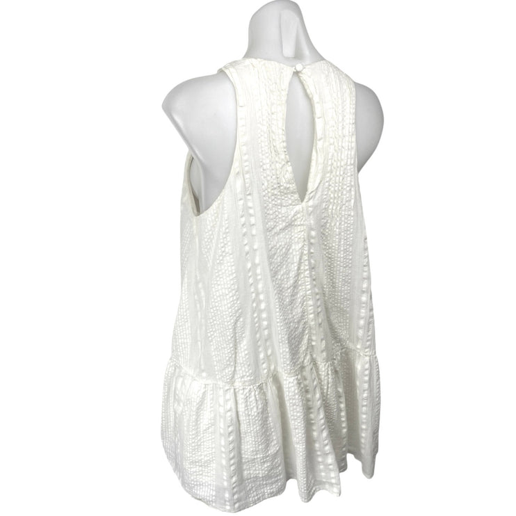 Urban Outfitters Maisy White Sleeveless Ruffle Racerback Mini Tank Shift Dress M