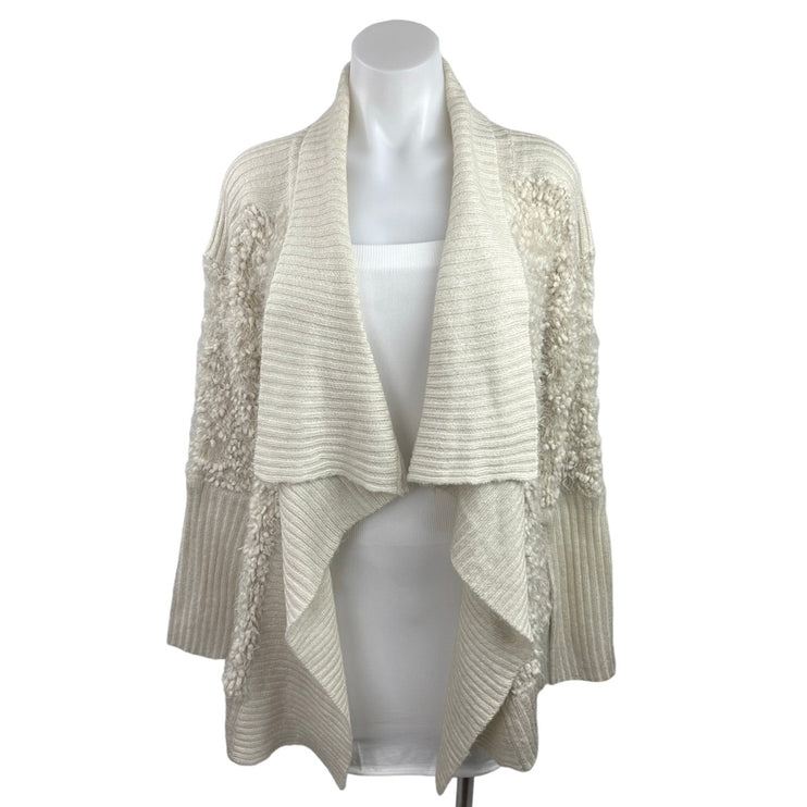 Kensie Cream Waterfall Long Sleeve Knit Drapey Open Cardigan Sweater Top Size S