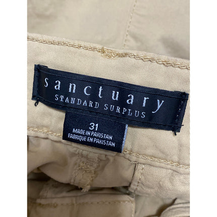 Sanctuary Women's Beige High Waisted Loose Fit Straight Trousers Cargo Pants 31
