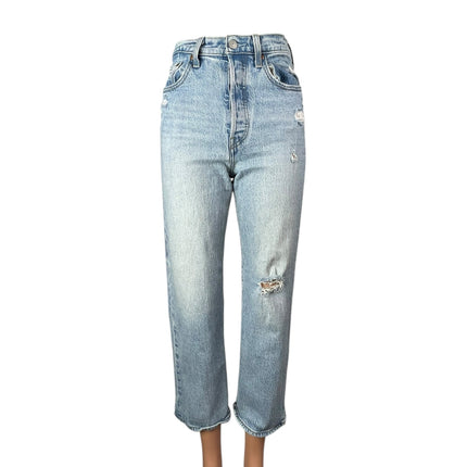 Levi's Ribcage Straight Ankle Blue Distressed Light Wash Denim Jeans Size 28