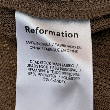 Reformation Women's Brown Knit Long Sleeve Crew Neck Shirt Sweater Top Size M