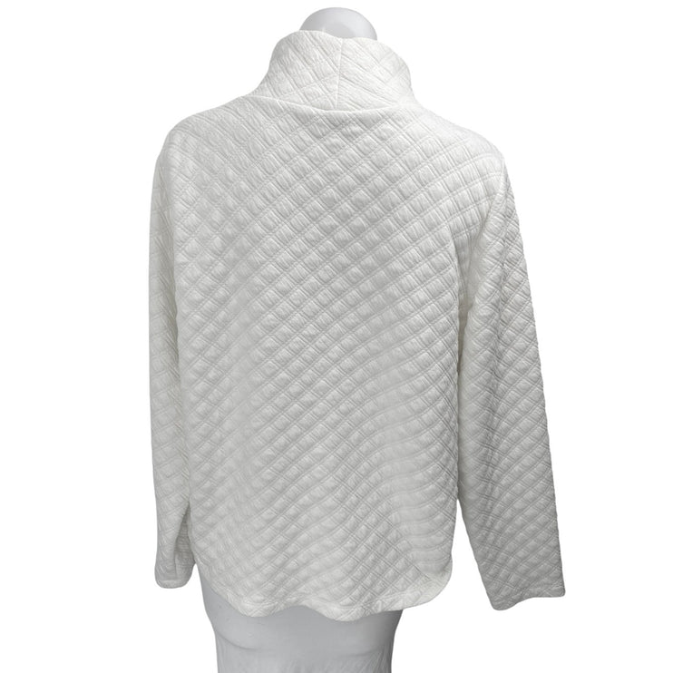 J.Crew Women's White Long Sleeve Quilted Turtleneck Pullover Sweater Top Size L