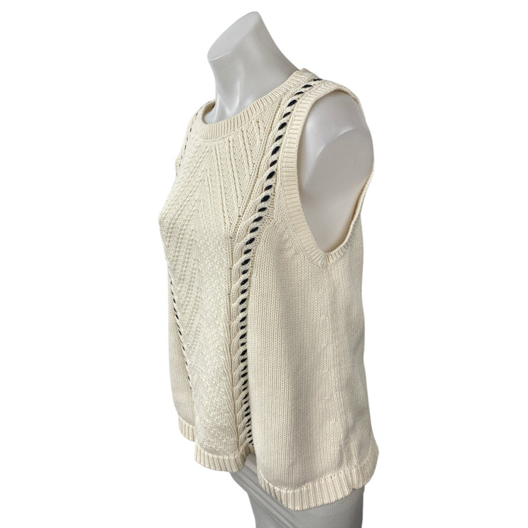 Ann Taylor LOFT Women's Beige Sleeveless Cable Knit Tank Sweater Top Size L