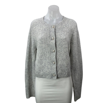 Abercrombie & Fitch Women's Gray Long Sleeves Ribbed Knit Cardigan Sweater Top M