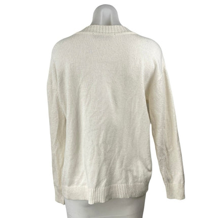 Ann Taylor LOFT Women's Cream Long Sleeve Crew Neck Sweatshirt Sweater Top XL