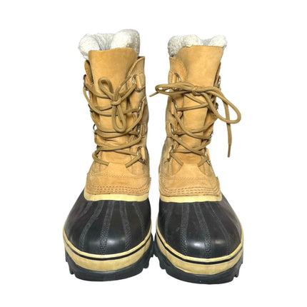 Sorel Caribou Women's Tan Lace Up Shearling Waterproof Mid Winter Duck Boots 9