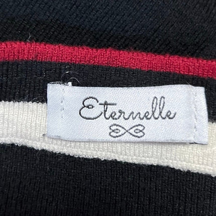 Eternelle Women's Black White Striped Long Sleeve Pullover Sweater Top Size S