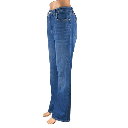 Ann Taylor LOFT Women's Blue High Rise Straight Leg Relaxed Denim Jeans Size 32