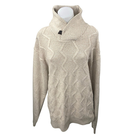 Portabella Women's Cream Tan Cable Knit Turtleneck Long Sleeve Sweater Top Sz XL